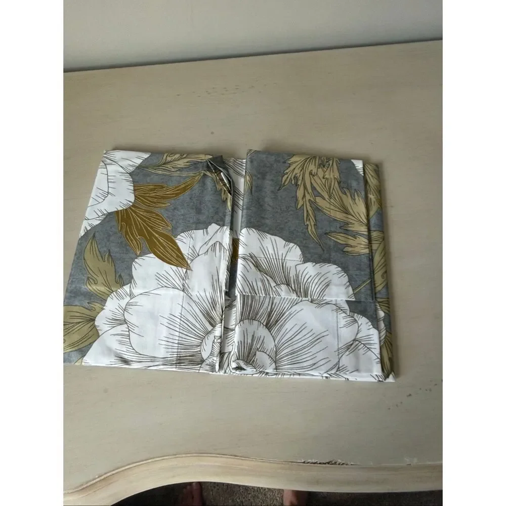 Company Store Company Cotton Grey/Gold Peonies Sateen Set of 2 Standard Shams